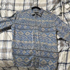 Urban Outfitters Blue and Tan Patterned Shirt